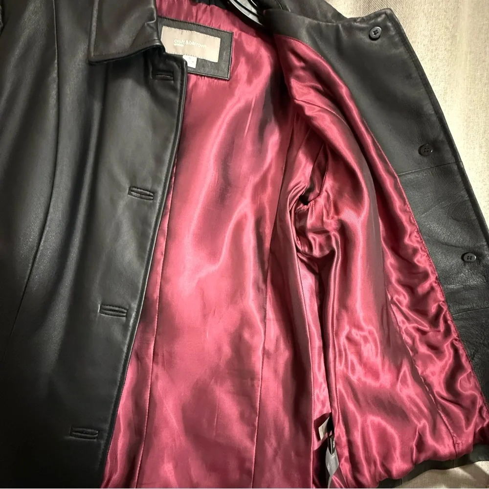 Croft & Barrow Black Leather Jacket 4-Button Classic Coat Women's Size Small - Picture 6 of 7